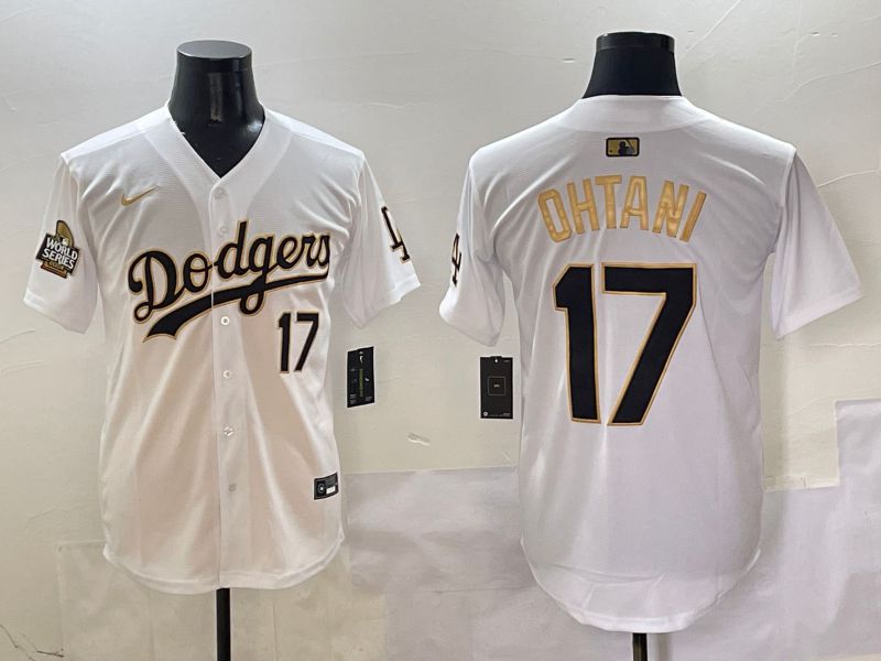 Men Los Angeles Dodgers #17 Ohtani White Black Gold Game Nike 2025 MLB Jersey style 15